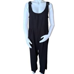 Gudrun Sjoden Harvest Dungaree Jumpsuit Overall Black Linen Cotton Size Medium